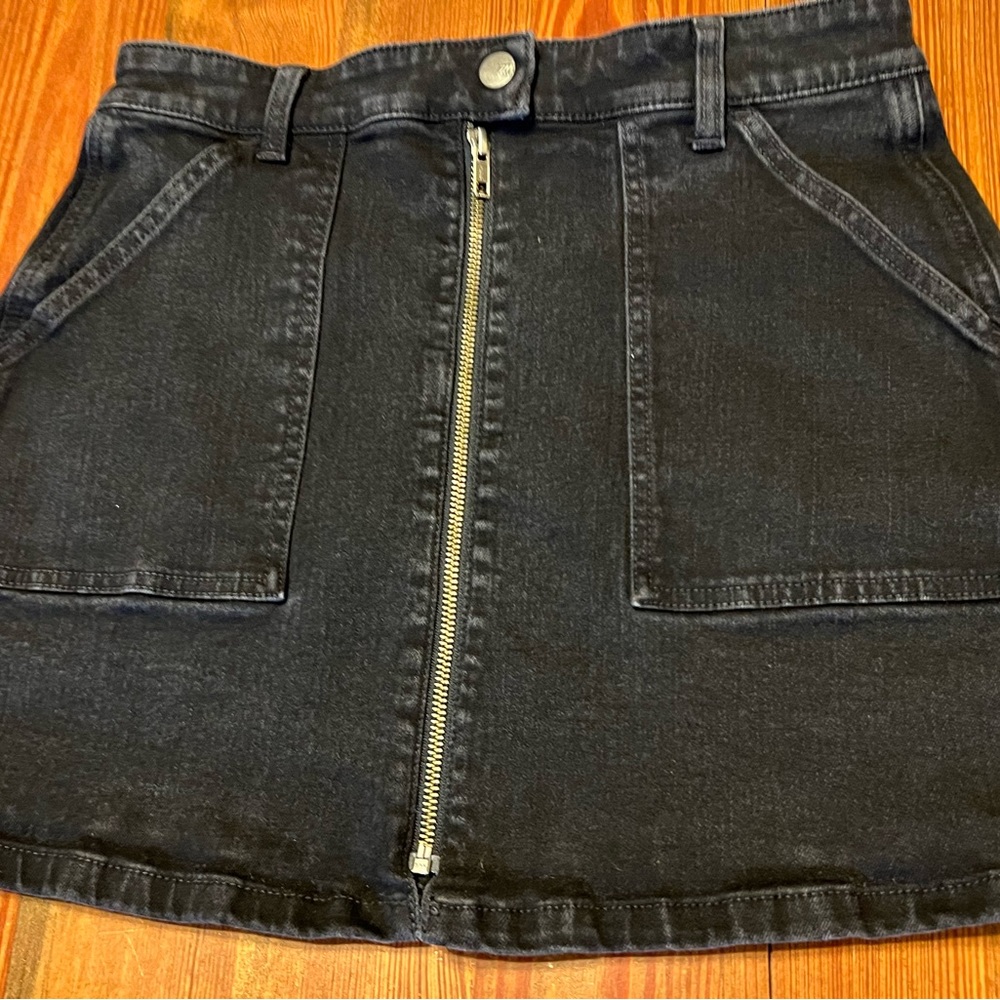 Madewell‎ Utility Zip Denim Skirt Womens Black Frost